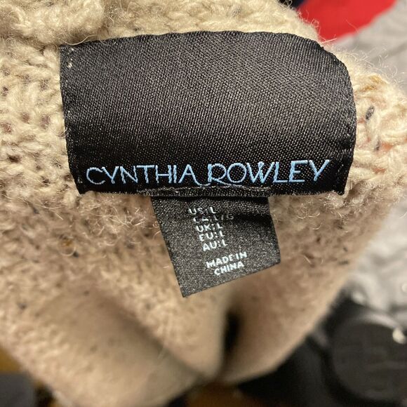 Cynthia Rowley Sz Large Marl Wool  Open Front Long Cardigan Sweater Front Pocket - Picture 5 of 7